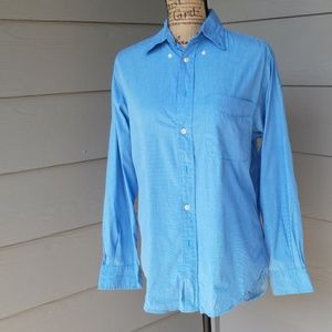 Blue and white polo botton up